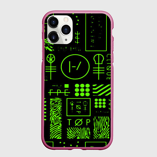 Чехол iPhone 11 Pro матовый Twenty one pilots neon / 3D-Малиновый – фото 1