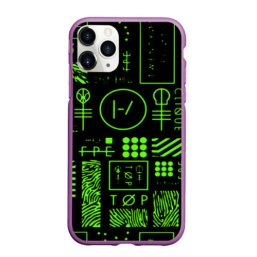 Чехол iPhone 11 Pro матовый Twenty one pilots neon / 3D-Фиолетовый – фото 1