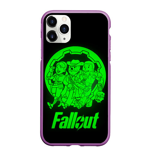 Чехол iPhone 11 Pro матовый Fallout - movie heroes / 3D-Фиолетовый – фото 1