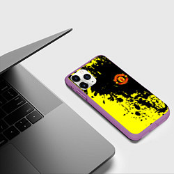 Чехол iPhone 11 Pro матовый Манчестер Юнайтед краски, цвет: 3D-фиолетовый — фото 2