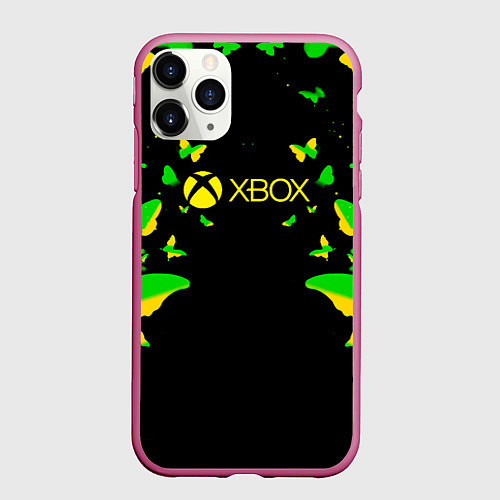 Чехол iPhone 11 Pro матовый Xbox бабочки / 3D-Малиновый – фото 1