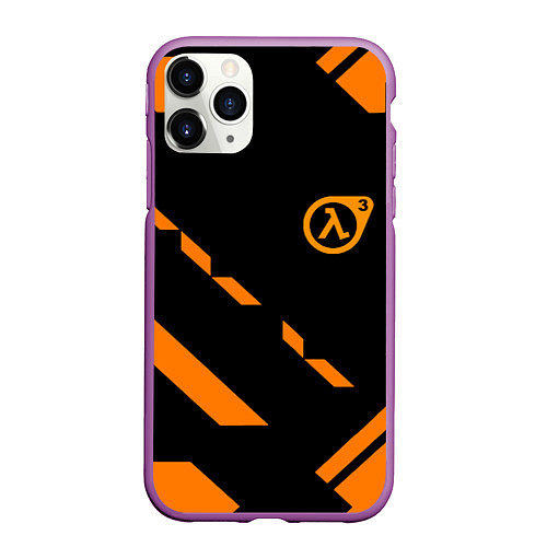 Чехол iPhone 11 Pro матовый Half life geometry orange / 3D-Фиолетовый – фото 1