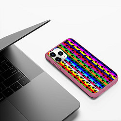 Чехол iPhone 11 Pro матовый Marshmello радуга, цвет: 3D-малиновый — фото 2