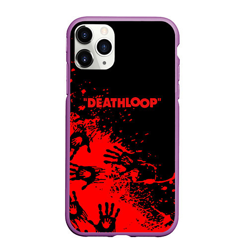 Чехол iPhone 11 Pro матовый Deathloop руки краска / 3D-Фиолетовый – фото 1