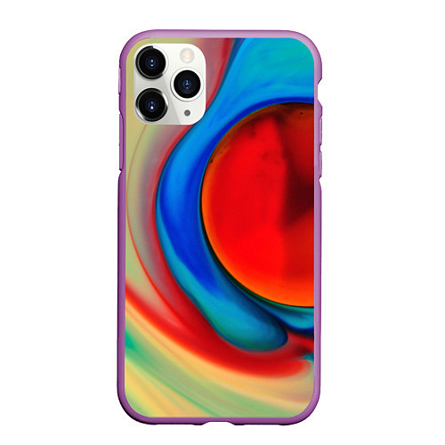 Чехол iPhone 11 Pro матовый Жидкие цветные краски / 3D-Фиолетовый – фото 1