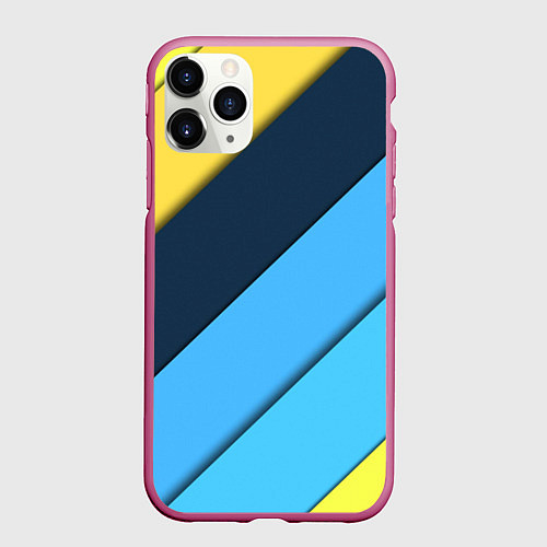 Чехол iPhone 11 Pro матовый Линии геометрия / 3D-Малиновый – фото 1