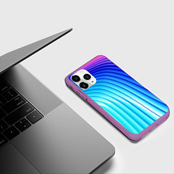 Чехол iPhone 11 Pro матовый Полосы неоновый градиент, цвет: 3D-фиолетовый — фото 2