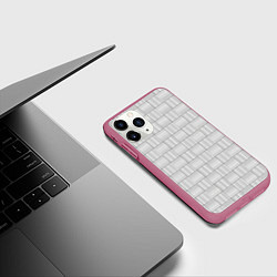 Чехол iPhone 11 Pro матовый Геометрический узор из черных линий, цвет: 3D-малиновый — фото 2