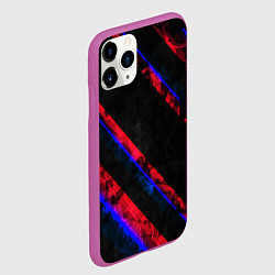 Чехол iPhone 11 Pro матовый Неоновые штрихи геометрия, цвет: 3D-фиолетовый — фото 2