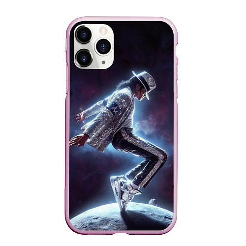 Чехол iPhone 11 Pro матовый Michael Jackson on the moon / 3D-Розовый – фото 1