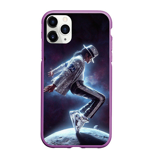 Чехол iPhone 11 Pro матовый Michael Jackson on the moon / 3D-Фиолетовый – фото 1