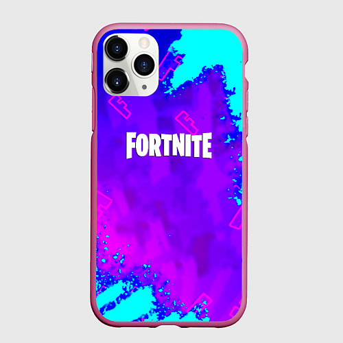 Чехол iPhone 11 Pro матовый Fortnite neon game / 3D-Малиновый – фото 1
