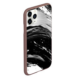 Чехол iPhone 11 Pro матовый Черно-белая абстракция - гранж чернила, цвет: 3D-коричневый — фото 2