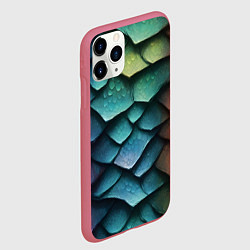 Чехол iPhone 11 Pro матовый Цветная чешуя дракона, цвет: 3D-малиновый — фото 2