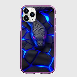 Чехол iPhone 11 Pro матовый Змея в стиле киберпанк, цвет: 3D-фиолетовый