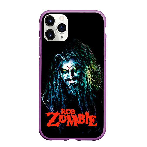 Чехол iPhone 11 Pro матовый Rob zombie portrait / 3D-Фиолетовый – фото 1