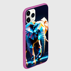 Чехол iPhone 11 Pro матовый Большой полигональный слон, цвет: 3D-фиолетовый — фото 2