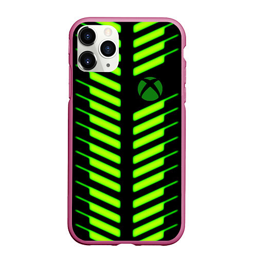 Чехол iPhone 11 Pro матовый Xbox green line / 3D-Малиновый – фото 1