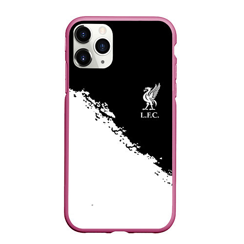 Чехол iPhone 11 Pro матовый Liverpool fc белые краски / 3D-Малиновый – фото 1