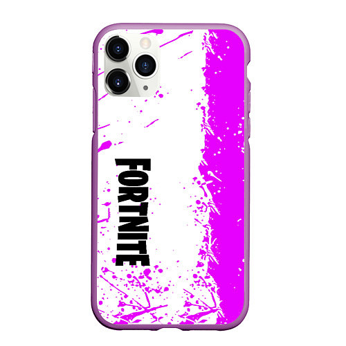 Чехол iPhone 11 Pro матовый Fortnite pink color / 3D-Фиолетовый – фото 1