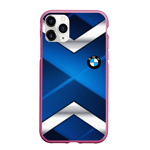 Чехол iPhone 11 Pro матовый BMW metalic blue abstract / 3D-Малиновый – фото 1