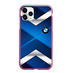 Чехол iPhone 11 Pro матовый BMW metalic blue abstract, цвет: 3D-малиновый