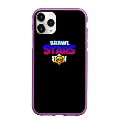 Чехол iPhone 11 Pro матовый Brawl stars neon logo, цвет: 3D-фиолетовый