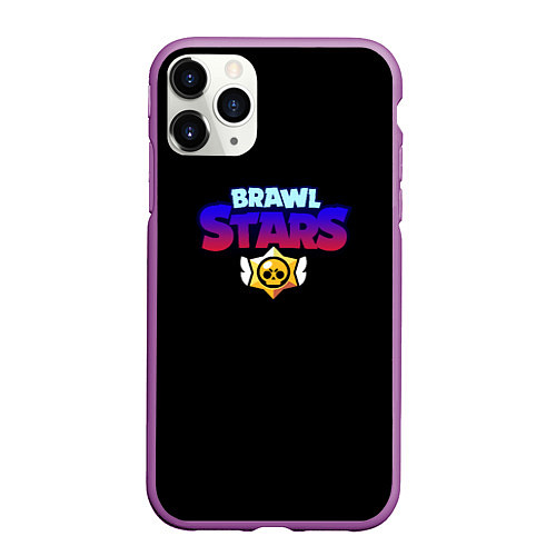 Чехол iPhone 11 Pro матовый Brawl stars neon logo / 3D-Фиолетовый – фото 1