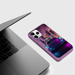 Чехол iPhone 11 Pro матовый Porshe big city, цвет: 3D-фиолетовый — фото 2