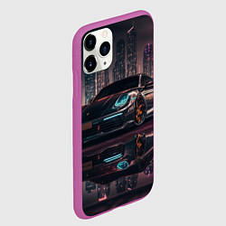 Чехол iPhone 11 Pro матовый Porshe night city, цвет: 3D-фиолетовый — фото 2