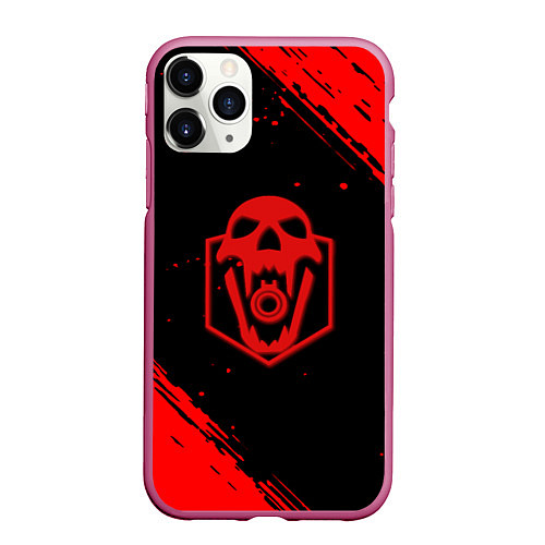 Чехол iPhone 11 Pro матовый Rainbow six краски полосы / 3D-Малиновый – фото 1