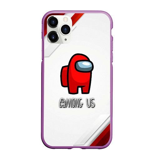 Чехол iPhone 11 Pro матовый Among us game geometry / 3D-Фиолетовый – фото 1