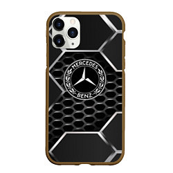 Чехол iPhone 11 Pro матовый Mercedes carbon, цвет: 3D-коричневый