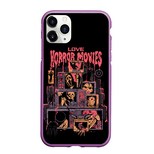 Чехол iPhone 11 Pro матовый Love horror movies / 3D-Фиолетовый – фото 1