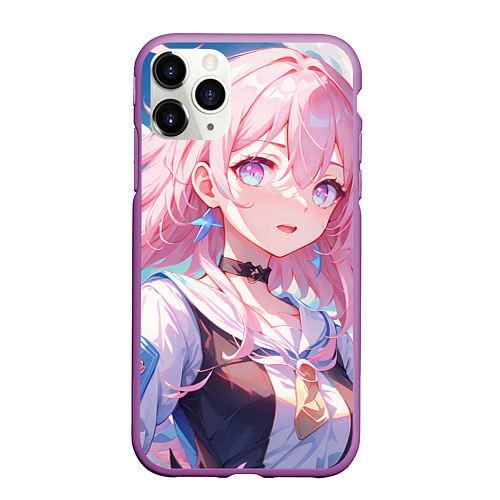 Чехол iPhone 11 Pro матовый Honkai Star Rail March 7th beauty / 3D-Фиолетовый – фото 1