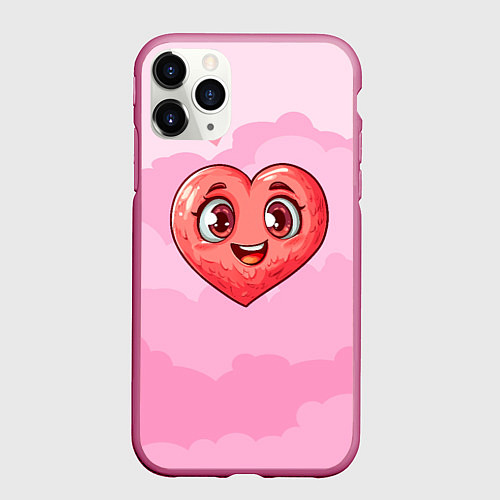 Чехол iPhone 11 Pro матовый Милое красное сердечко / 3D-Малиновый – фото 1