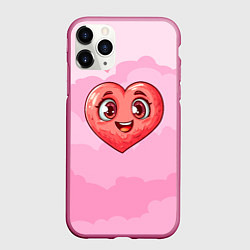 Чехол iPhone 11 Pro матовый Милое красное сердечко, цвет: 3D-малиновый