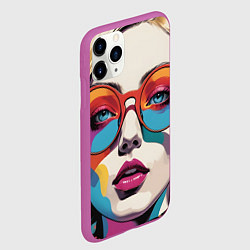 Чехол iPhone 11 Pro матовый Девушка в солнечных очках поп-арт, цвет: 3D-фиолетовый — фото 2