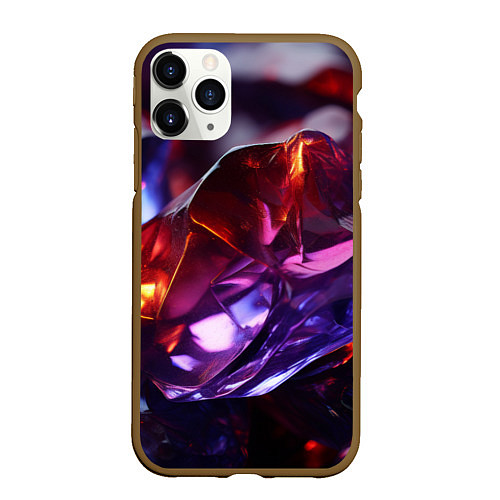 Чехол iPhone 11 Pro матовый Блестящие яркие камни текстура / 3D-Коричневый – фото 1