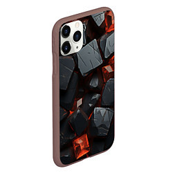 Чехол iPhone 11 Pro матовый Черные и оранжевые камни текстура, цвет: 3D-коричневый — фото 2