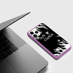 Чехол iPhone 11 Pro матовый Ъуъ съука пламя, цвет: 3D-фиолетовый — фото 2