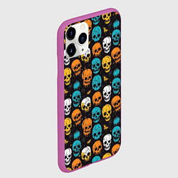 Чехол iPhone 11 Pro матовый Паттерн с черепами - грифика, цвет: 3D-фиолетовый — фото 2