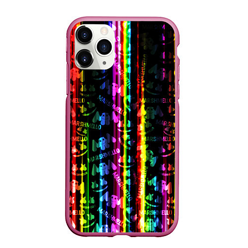 Чехол iPhone 11 Pro матовый Marshmello градиент / 3D-Малиновый – фото 1