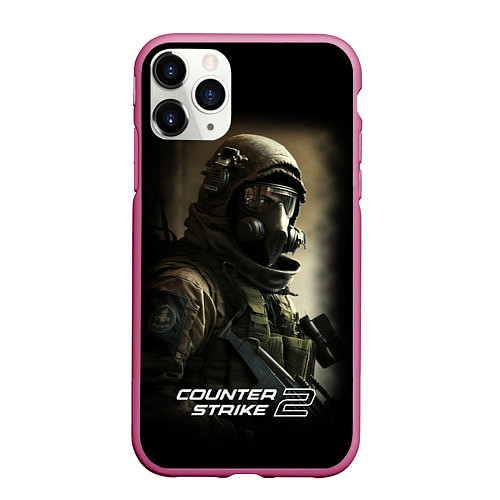 Чехол iPhone 11 Pro матовый Counter strike 2 спецназ / 3D-Малиновый – фото 1