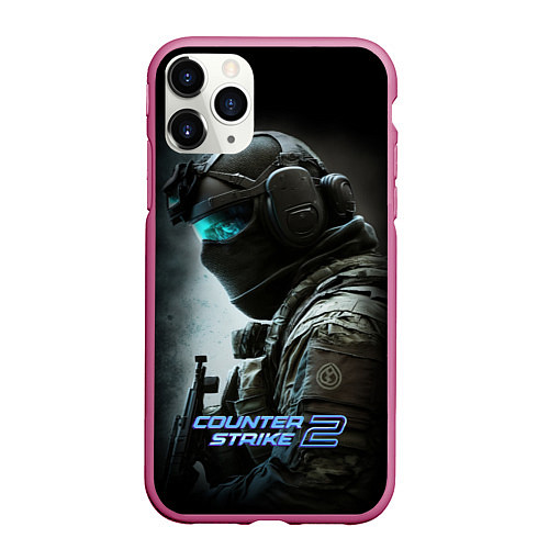 Чехол iPhone 11 Pro матовый Counter strike 2 спецназ / 3D-Малиновый – фото 1