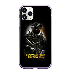 Чехол iPhone 11 Pro матовый Counter strike спецназовец, цвет: 3D-светло-сиреневый