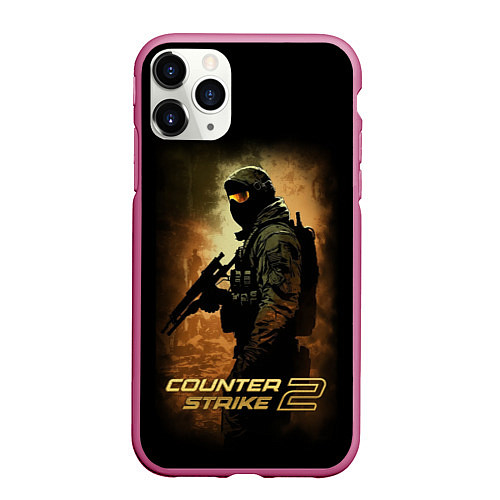 Чехол iPhone 11 Pro матовый Counter strike спецназовец / 3D-Малиновый – фото 1