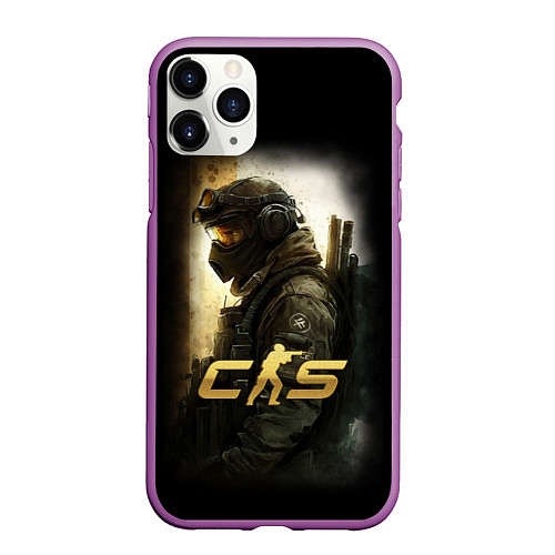 Чехол iPhone 11 Pro матовый Counter strike спецназовец / 3D-Фиолетовый – фото 1