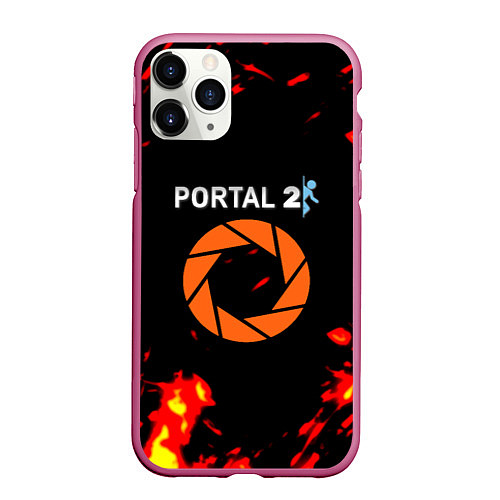 Чехол iPhone 11 Pro матовый Portal огненная лава / 3D-Малиновый – фото 1