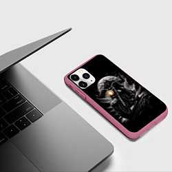 Чехол iPhone 11 Pro матовый Мотоциклист готический стиль, цвет: 3D-малиновый — фото 2